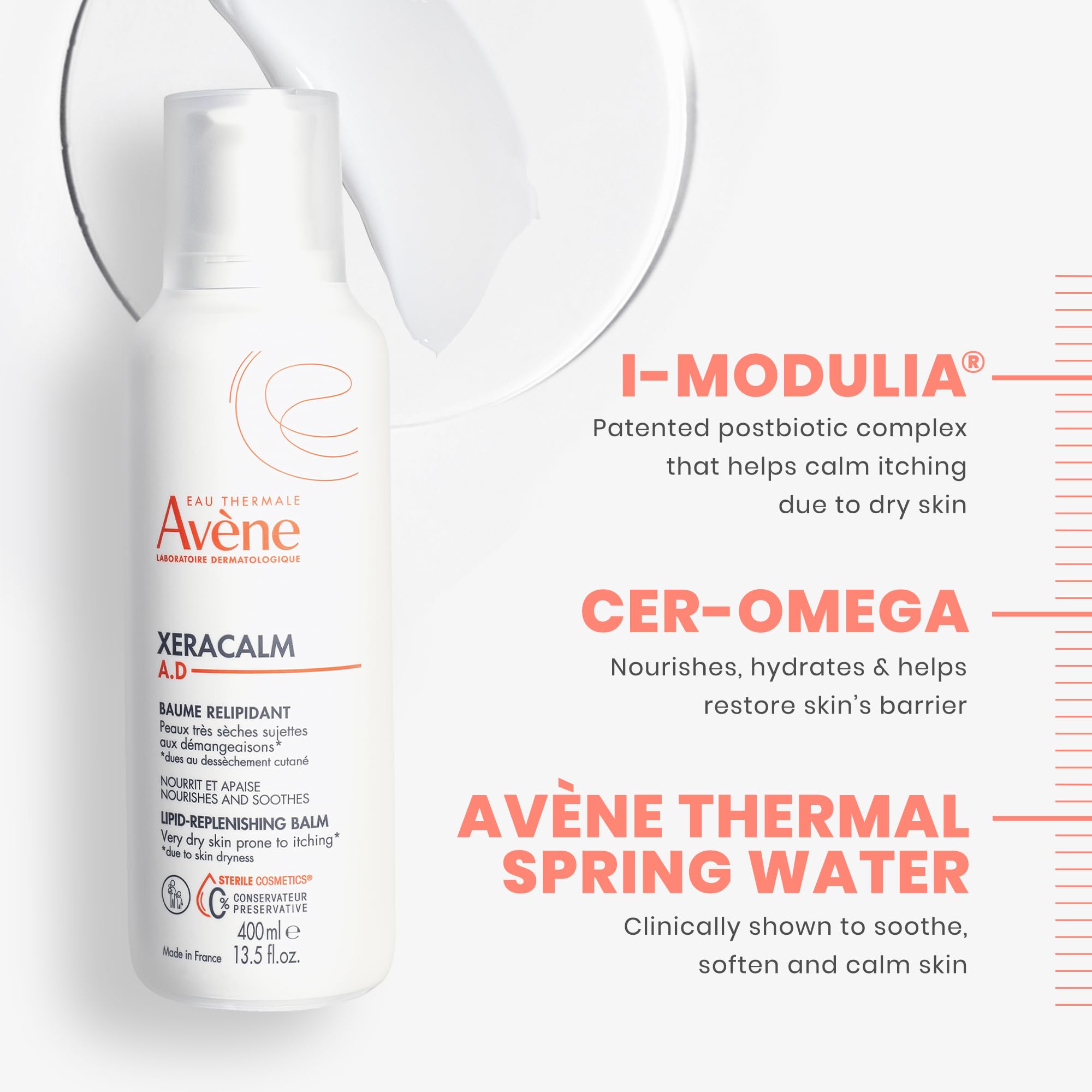 Avène XeraCalm A.D Lipid-Replenishing Balm, Atopic Dermatitis, Eczema-Prone, No Preservatives, Fragrance-Free, 6.7 Oz